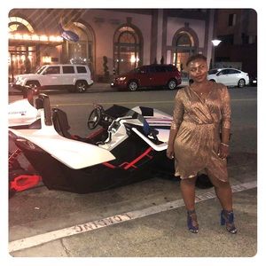 Gold metallic elegant dress.